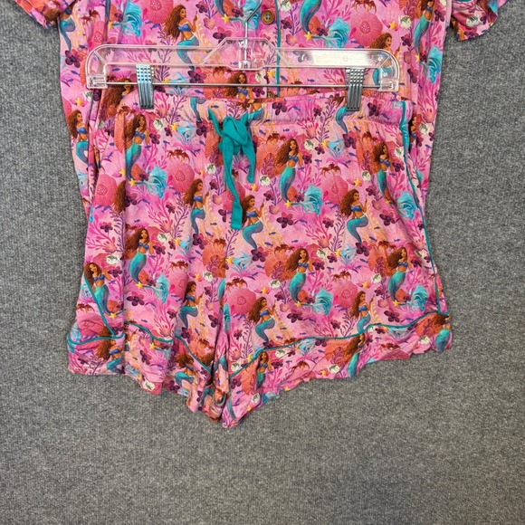 Disney Posh Peanut Womens XL The Little Mermaid Pajama Set Button Up Top Shorts - Picture 2 of 12